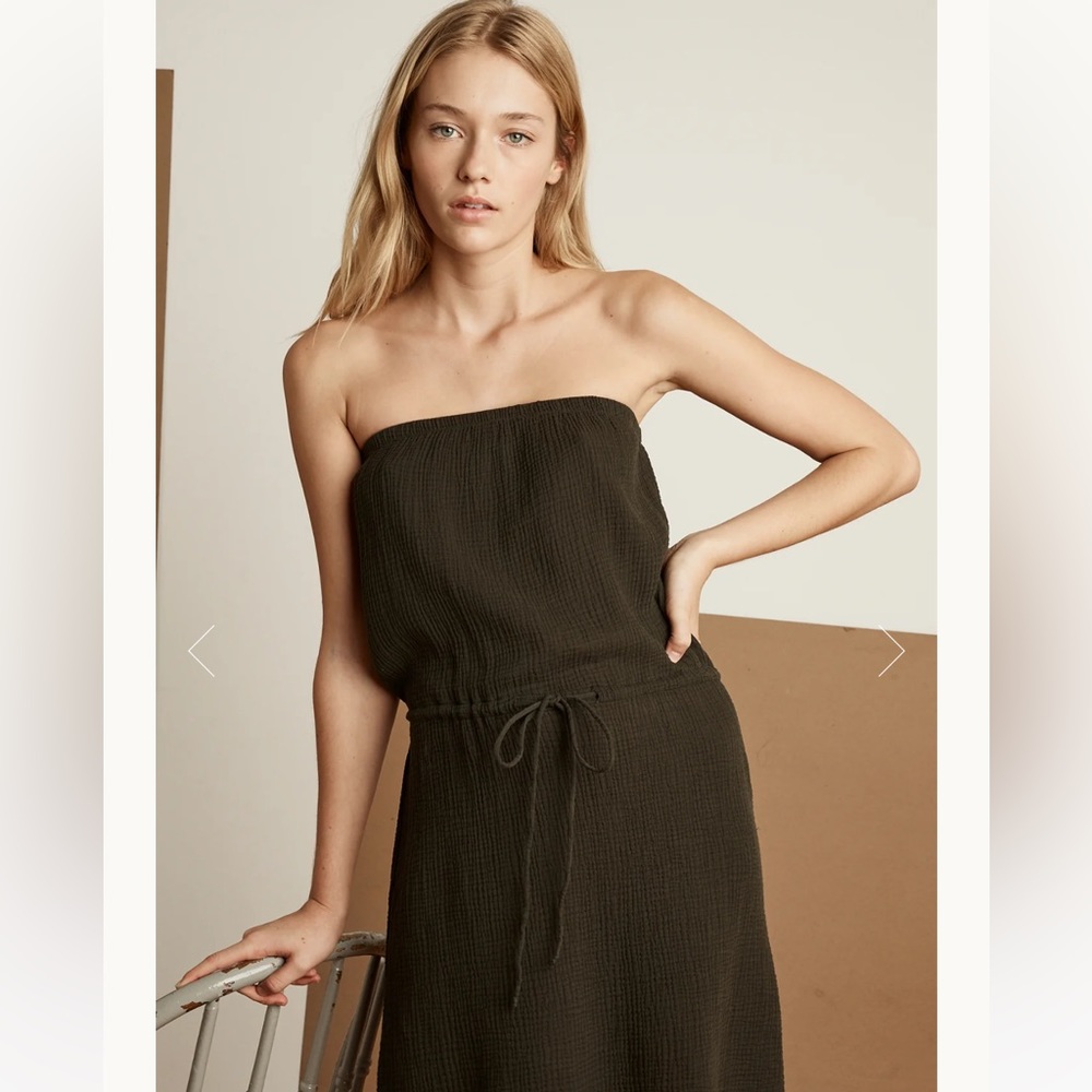 NWT Velvet Graham Spencer Milo Gauze Strapless Dress - Moss Green Size Medium